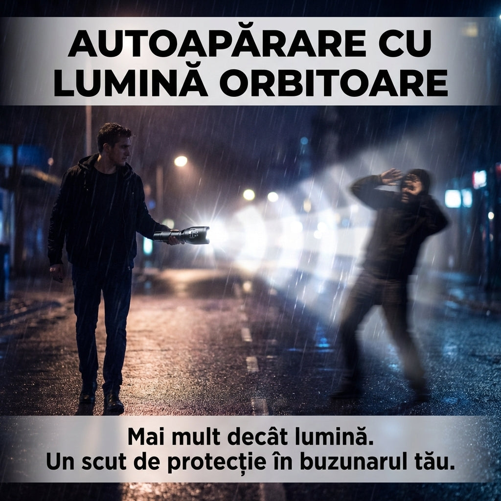 Lanternă Profesională Tactică Tac Light cu LED, Zoom Reglabil, 5 Moduri de Iluminare, Rezistentă la Apă și Șocuri, 5000 LUX