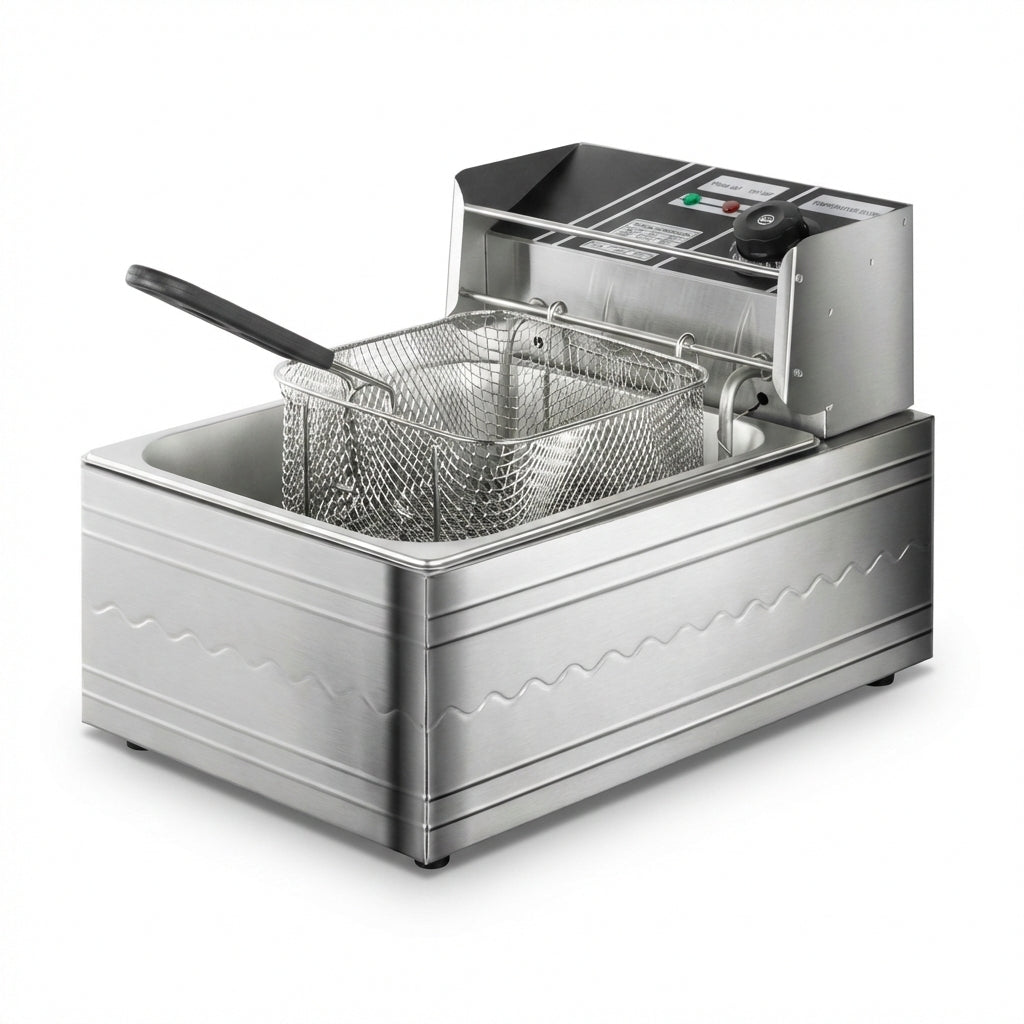 Friteuză Electrică Profesională 5.5L din Oțel Inoxidabil, 2500W, Termostat Reglabil