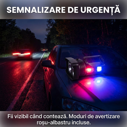 Lanternă Profesională "Searchlight" LED Dublu P50, 2000+ Lumeni, Rază 1000m, Acumulator 7200mAh, 10 Moduri