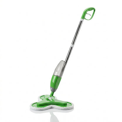 Mop Triplu cu Pulverizator și 3 Capete Rotative, Rezervor 600ml, 3 Lavete Microfibră Incluse, Mâner Ergonomic, Verde/Gri