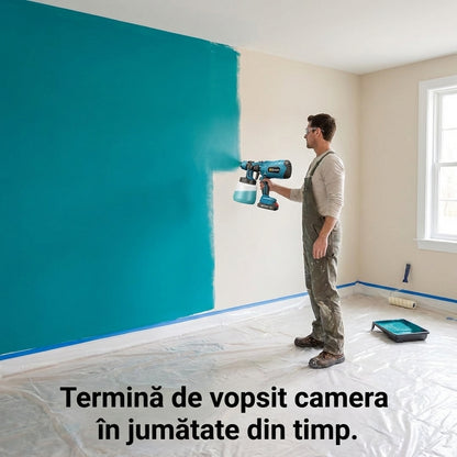 Pistol de Vopsit Electric cu Acumulator 48V (3000mAh) - Rezervor 800ml, Debit Reglabil & 3 Moduri Pulverizare