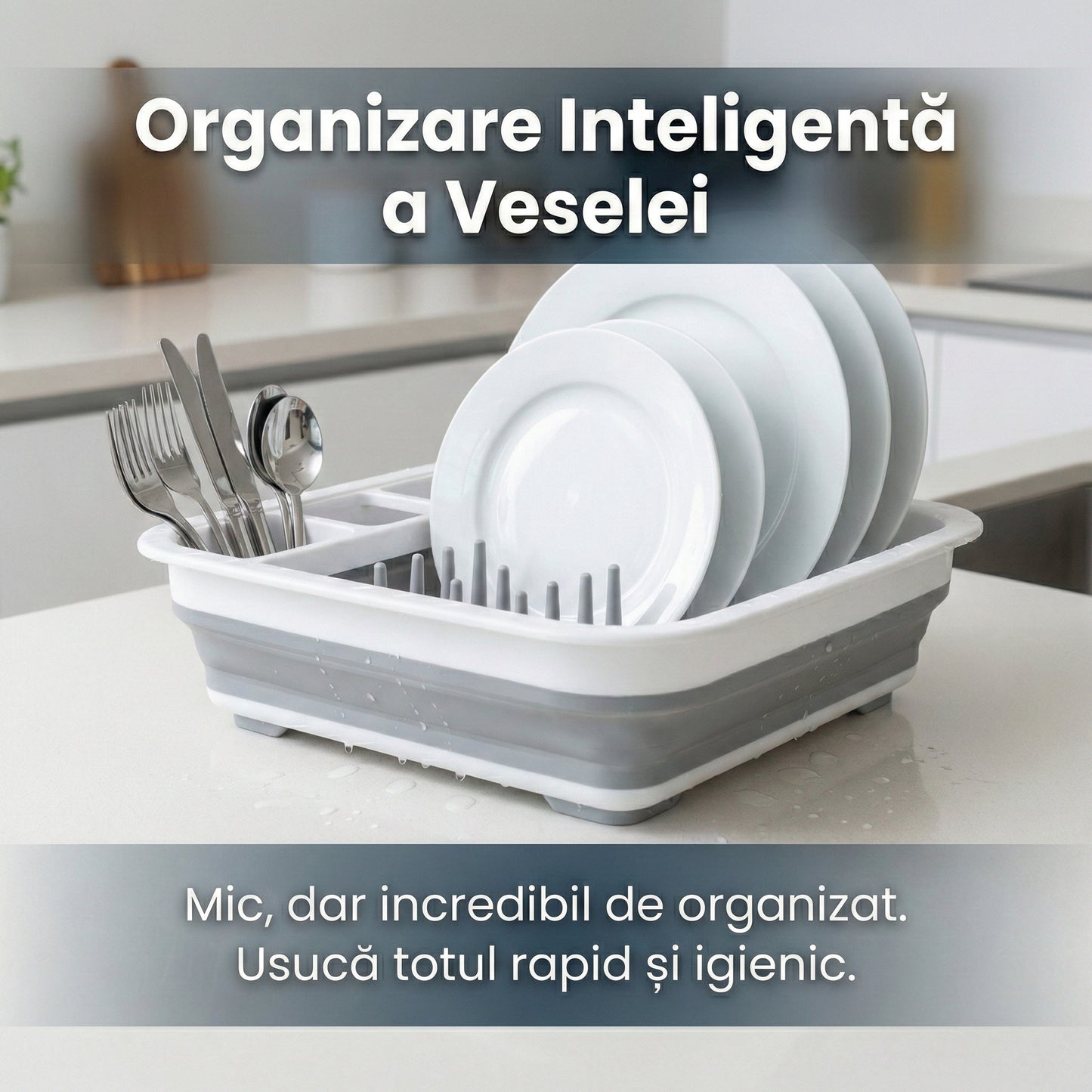 Scurgător de Vase Pliabil din Silicon și Plastic, Organizator Compact pentru Bucătărie și Camping