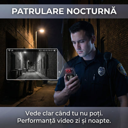 Mini Cameră Video Portabilă "Body Cam" cu WiFi, Ecran LCD, Lentilă Rotativă 180°, 1080P, Night Vision, Baterie 1000mAh