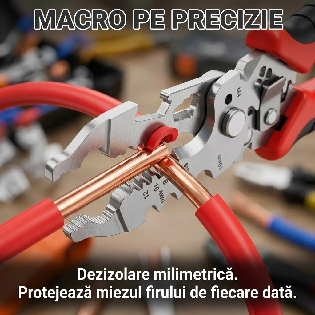 Clește Multifuncțional pentru Dezizolat Cabluri (18-în-1 / 20-în-1) - Tăiere, Sertizare & Separare Fire din Oțel Inoxidabil