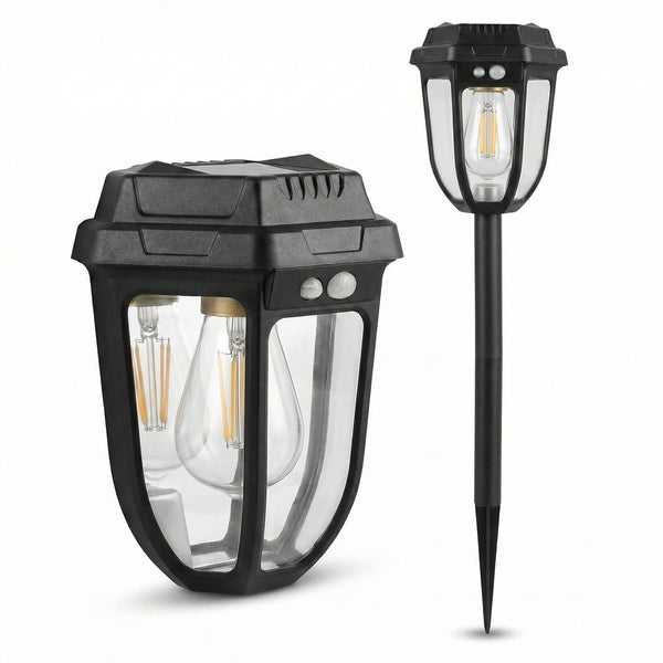 Lampă Solară Tip Felinar 18W, Senzor de Mișcare, 1200mAh, 1200 Lumeni, Suport Inclus, Negru