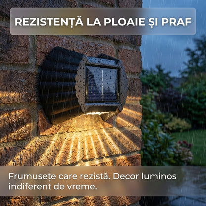 Lampă Solară de Perete Tip Scoică, LED Decorativ pentru Gard și Curte, Impermeabilă IP65, Senzor Lumină