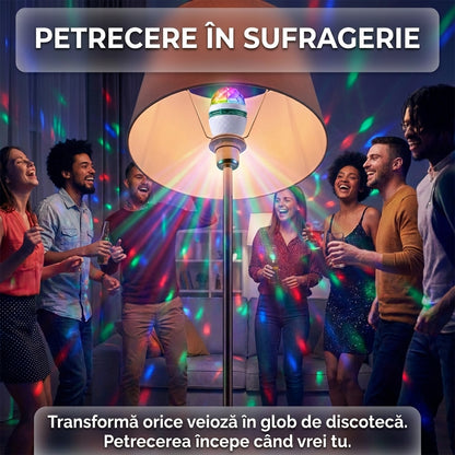 Bec LED Disco Rotativ E27 cu Proiecție RGB, 16W, Efecte Luminoase pentru Petreceri, Soclu Standard