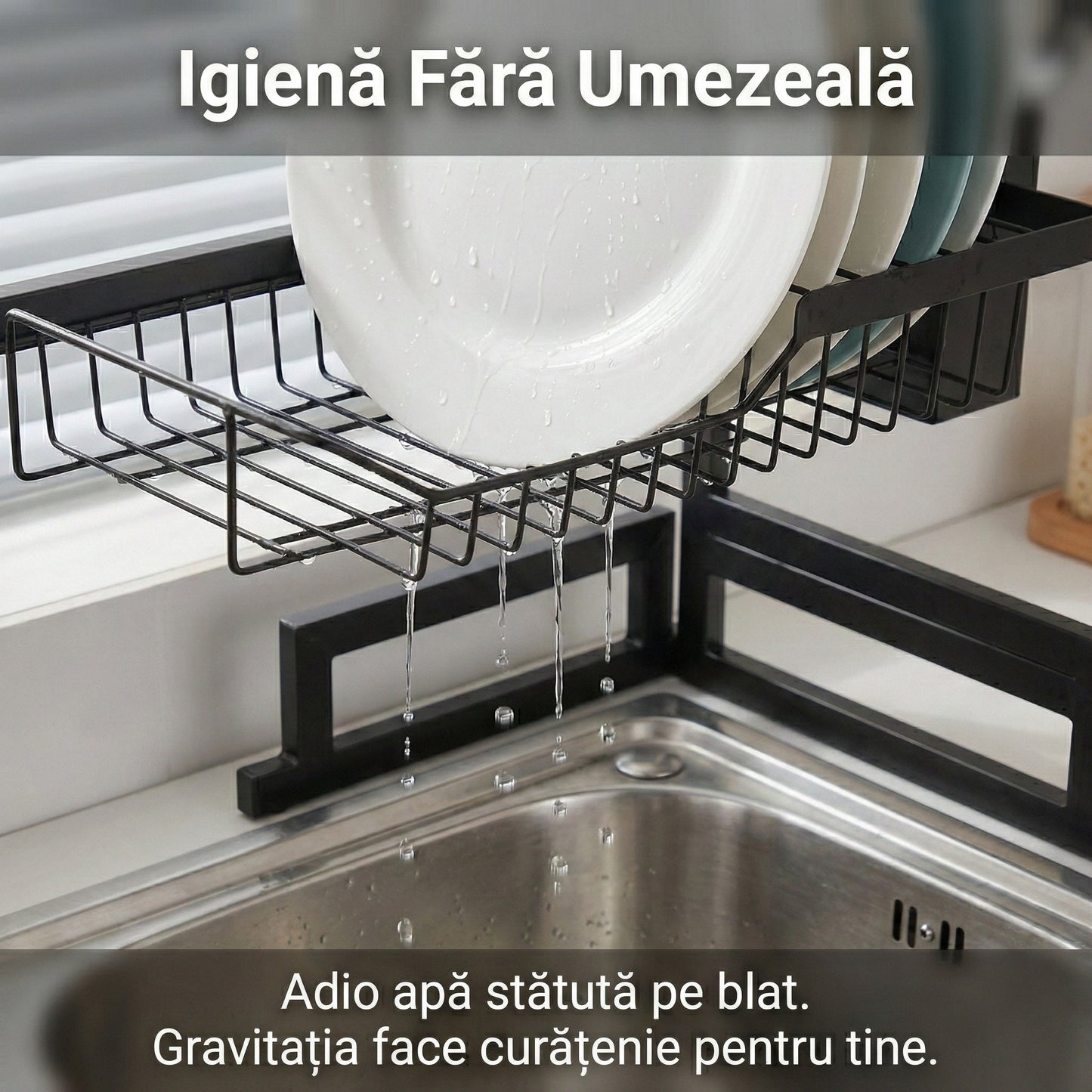 Scurgător de Vase Multifuncțional Deasupra Chiuvetei, Oțel Premium Antirugină, 85cm, Organizator Complet