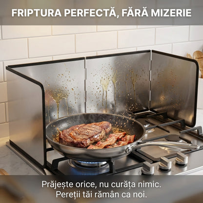 Panou Protecție Anti-Stropire Aragaz cu 4 Laturi, Pliabil, Fier Galvanizat, 77 x 30 cm