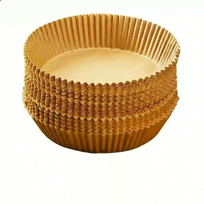 Set 100 Bucăți Hârtie de Copt pentru Friteuză cu Aer Cald (Air Fryer), Unică Folosință, Antiaderentă, 20cm