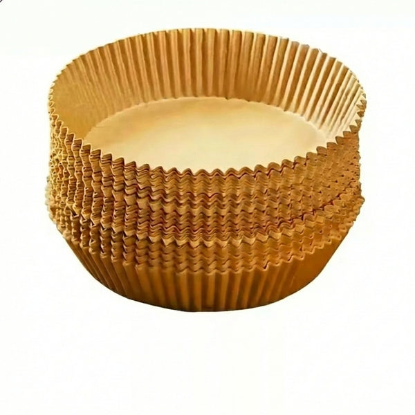 Set 100 Bucăți Hârtie de Copt pentru Friteuză cu Aer Cald (Air Fryer), Unică Folosință, Antiaderentă, 20cm