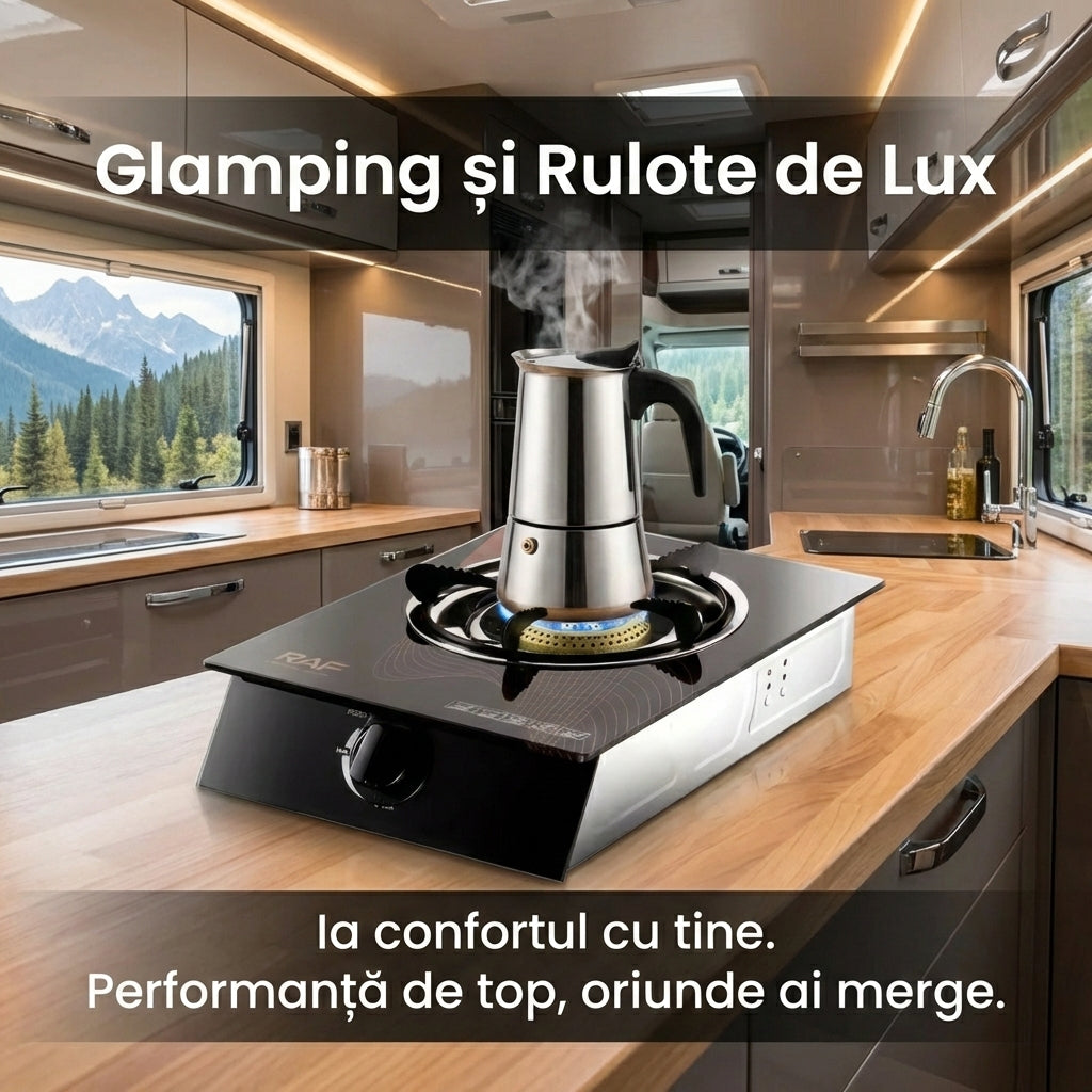 Aragaz de Masă pe Gaz 1 Ochi, Panou din Sticlă Securizată, Aprindere Electronică