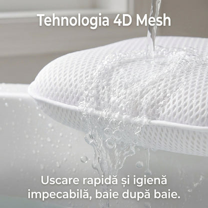 Pernă de Baie Luxury pentru Cadă - Suport Ergonomic Gât și Spate, Tehnologie 4D Mesh Respirabilă