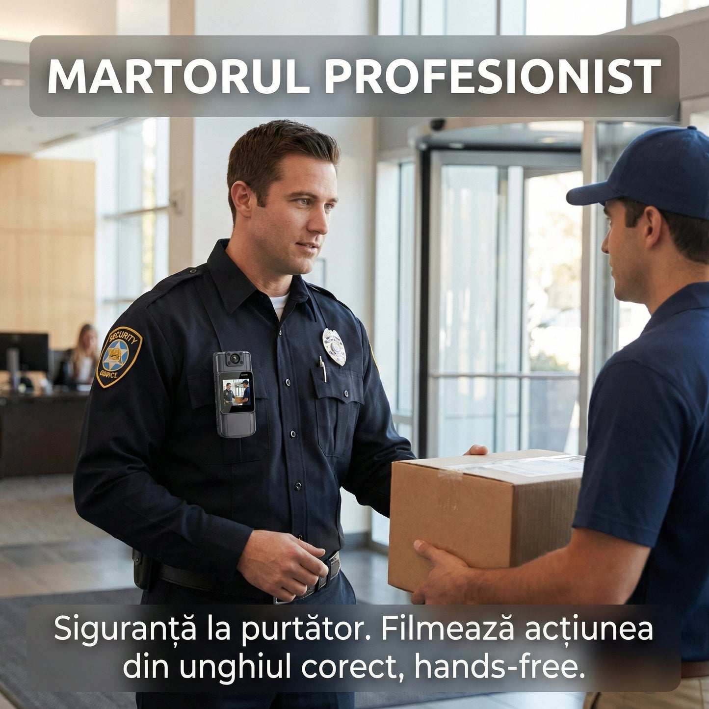 Mini Cameră Video Portabilă "Body Cam" cu WiFi, Ecran LCD, Lentilă Rotativă 180°, 1080P, Night Vision, Baterie 1000mAh