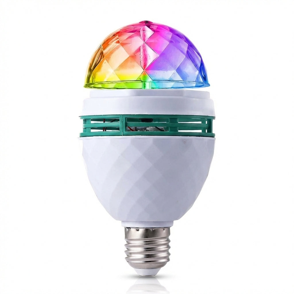 Bec LED Disco Rotativ E27 cu Proiecție RGB, 16W, Efecte Luminoase pentru Petreceri, Soclu Standard