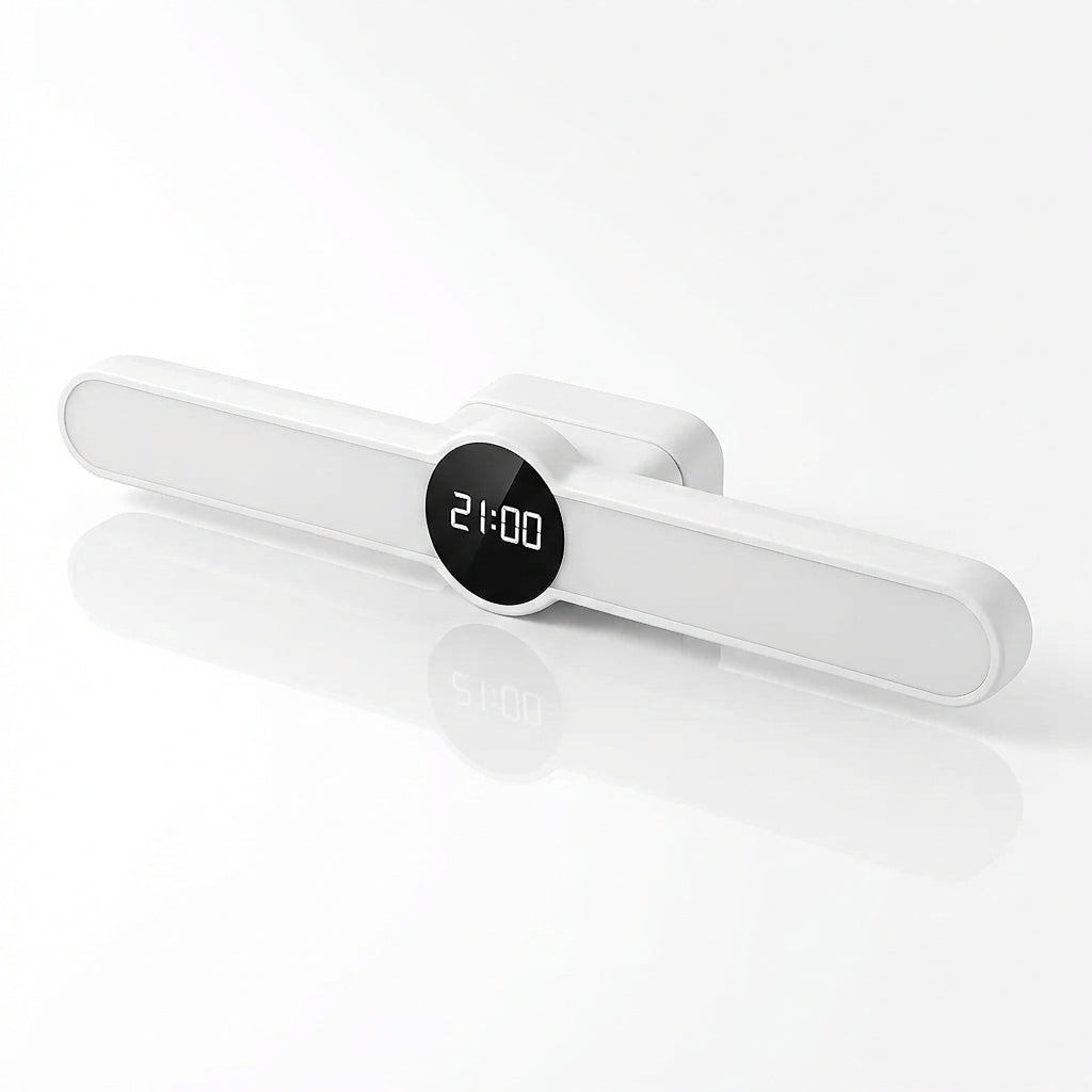 Lampă LED Multifuncțională 3-în-1 cu Ceas Digital și Boxă Bluetooth, Magnetică, 3 Tipuri de Lumină, Reîncărcabilă USB, Alb