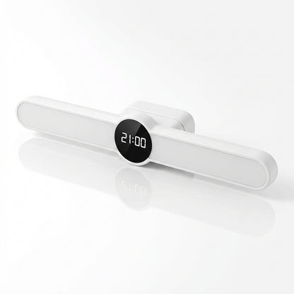 Lampă LED Multifuncțională 3-în-1 cu Ceas Digital și Boxă Bluetooth, Magnetică, 3 Tipuri de Lumină, Reîncărcabilă USB, Alb