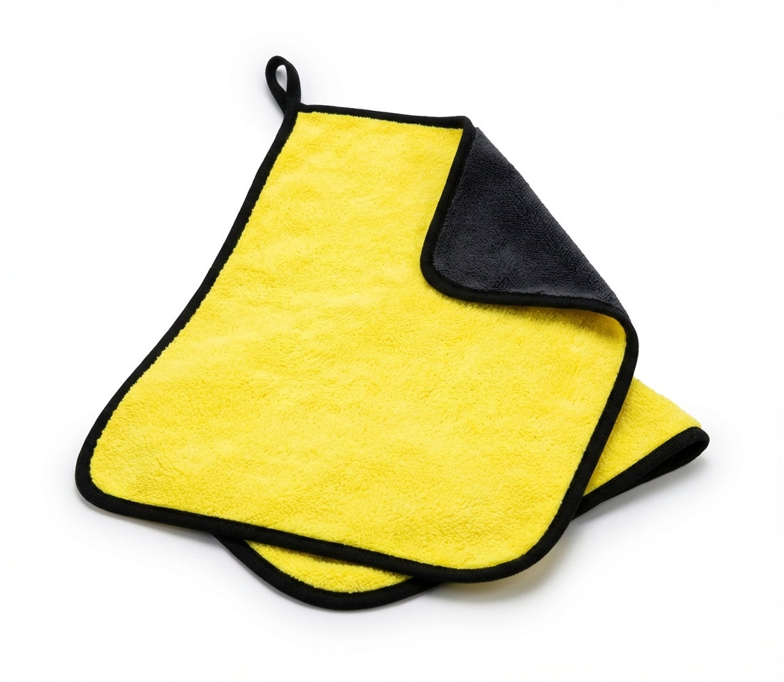 Lavetă Auto Premium din Microfibră cu Margini de Mătase, 30x45 cm, Anti-Zgârieturi și Fără Scame, Galben