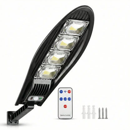 Lampă Solară Stradală LED 400W, 168 LED-uri, Senzor de Mișcare, Telecomandă, 3 Moduri de Iluminare, IP65