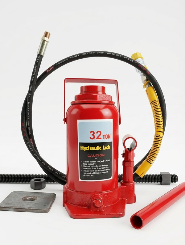 Cric Hidraulic Tubular "Hollow Jack" cu Manometru - Kit Deblocare Gresoare & Întindere (32T / 50T) + Accesorii