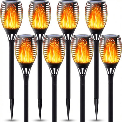 Set 10 Lămpi Solare Tip Torță cu Efect de Flacără Dansantă, 12 LED-uri, Impermeabile IP65, Decor Grădină