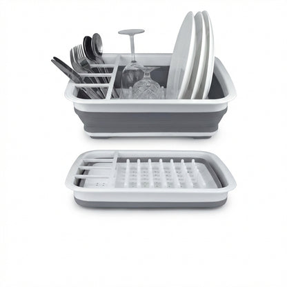 Scurgător de Vase Pliabil din Silicon și Plastic, Organizator Compact pentru Bucătărie și Camping