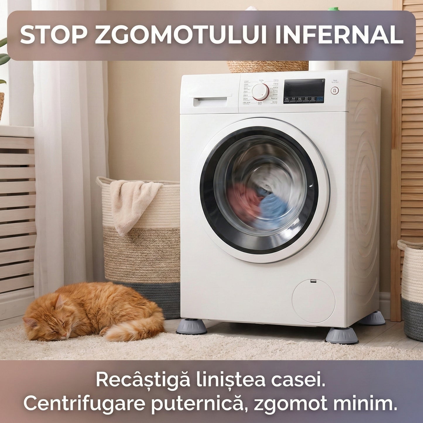 Set 4 Piciorușe Antivibrație Universale pentru Mașina de Spălat, Reducere Zgomot și Protecție Podea