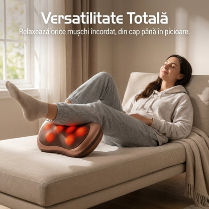 Pernă de Masaj Shiatsu cu Încălzire & 3 Viteze - Masaj Cervical și Lombar pentru Casă și Auto