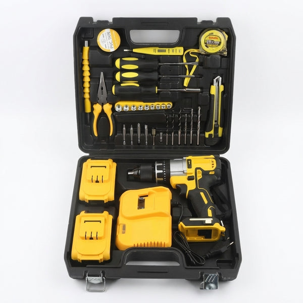 Set Bormașină Electrică 21V cu Percuție & 2 Acumulatori - Trusă Completă 32 Piese cu Mandrină Metalică 13mm