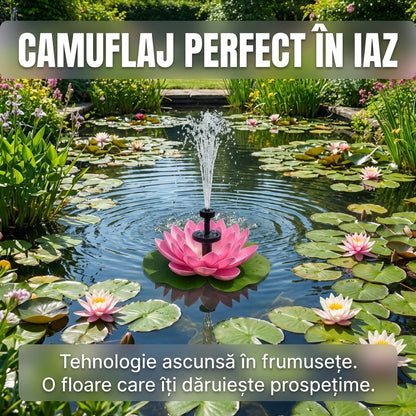Fântână Solară Arteziană Flotantă Tip Floare de Lotus, Decor Plutitor pentru Iaz și Grădină, IPX68, Ø 17 cm