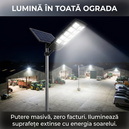 Lampă Stradală Solară LED 300W cu 10 Casete, Senzor de Mișcare și Lumină, Telecomandă, Impermeabilă