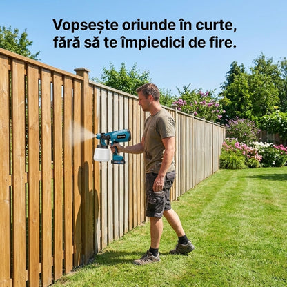 Pistol de Vopsit Electric cu Acumulator 48V (3000mAh) - Rezervor 800ml, Debit Reglabil & 3 Moduri Pulverizare