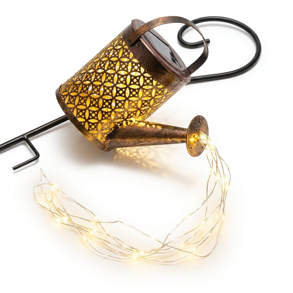 Lampă Solară Decorativă Tip Stropitoare din Fier Forjat, 36 LED-uri cu Efect de Curgere a Apei, Înălțime 82 cm