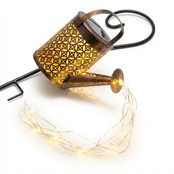 Lampă Solară Decorativă Tip Stropitoare din Fier Forjat, 36 LED-uri cu Efect de Curgere a Apei, Înălțime 82 cm