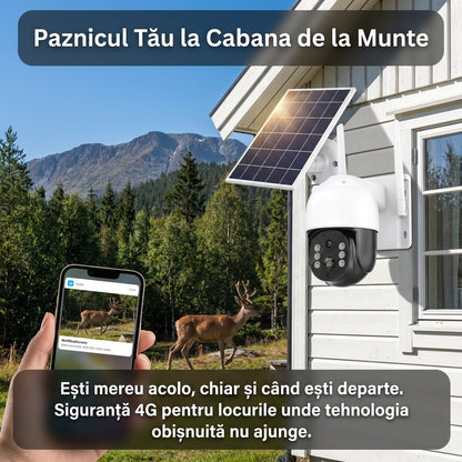 Cameră Supraveghere Solară 4G LTE, Vedere Nocturnă, Senzor de Mișcare AI, Comunicare Bidirecțională