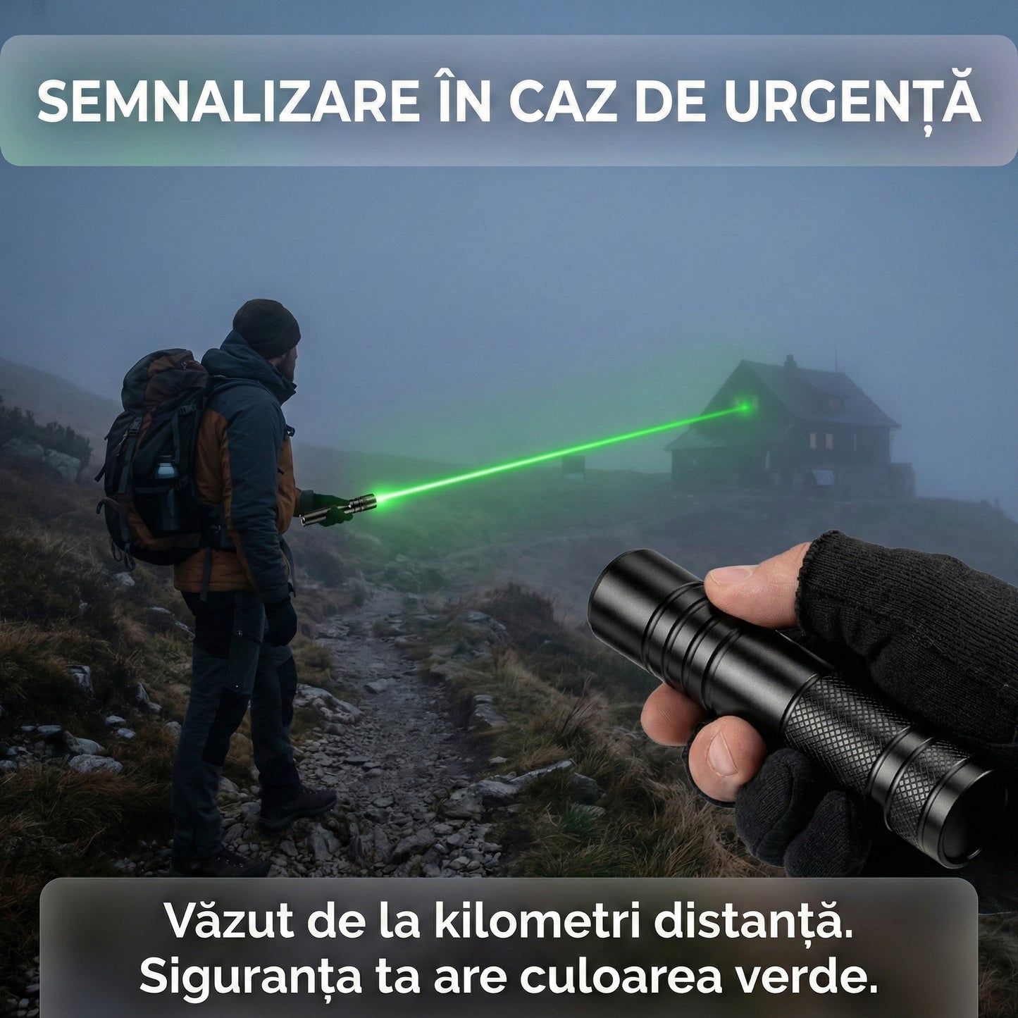 Laser Verde 3D Profesional cu Rază 10 km, Zoom Reglabil, Filtru Caleidoscopic, Acumulator 4500mAh și Încărcător Inclus