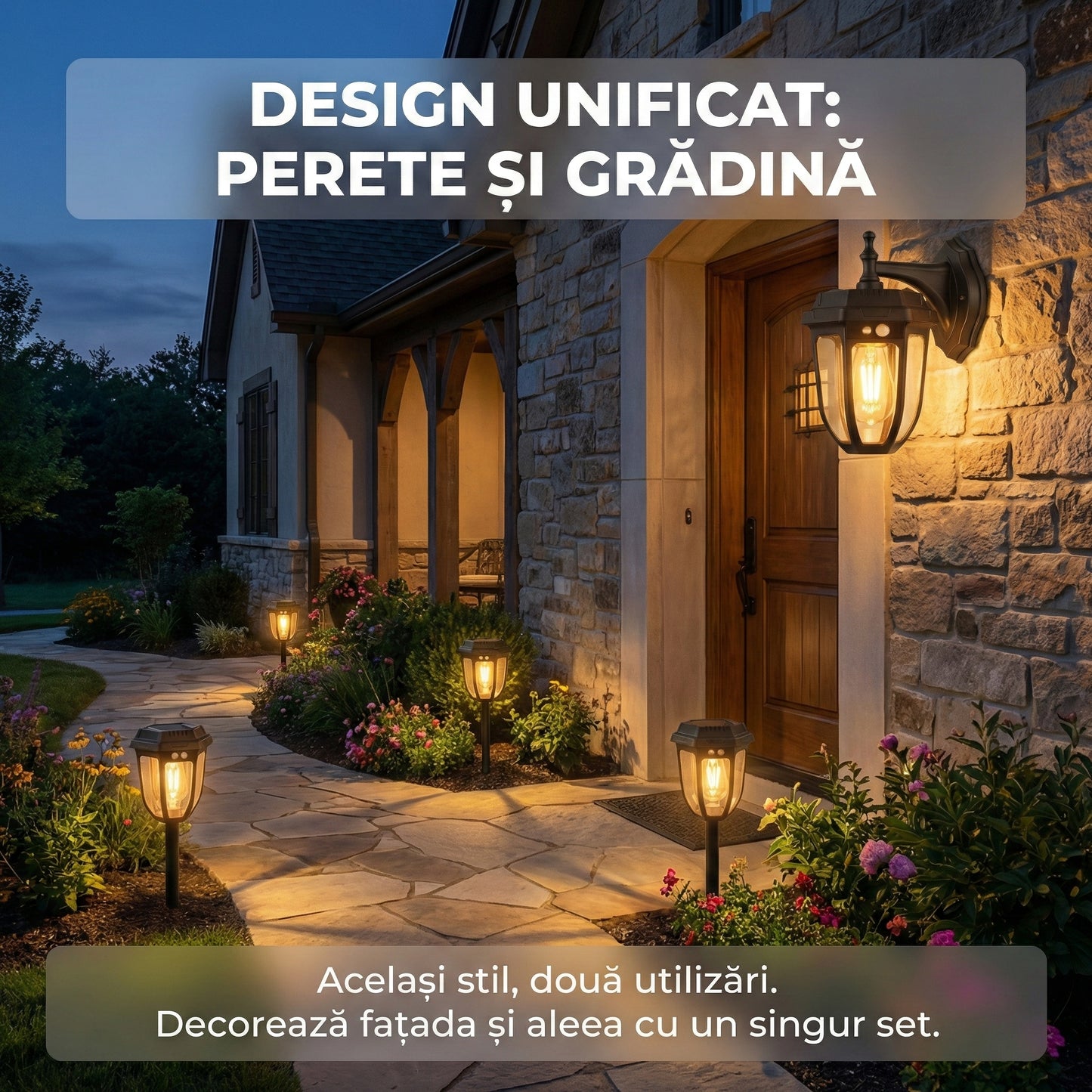 Lampă Solară Tip Felinar 18W, Senzor de Mișcare, 1200mAh, 1200 Lumeni, Suport Inclus, Negru