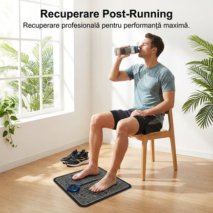 Covor de Masaj EMS pentru Picioare - Stimulare Musculară Electrică cu 8 Moduri & 19 Intensități, Încărcare USB