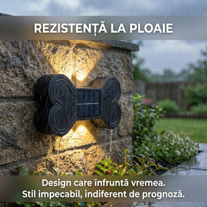 Lampă Solară de Perete Decorativă, Design Modern "Papion", LED, Senzor de Lumină, Impermeabilă