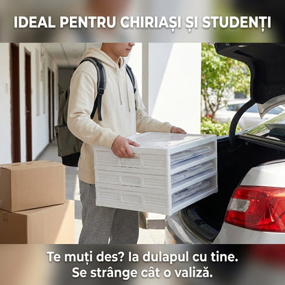 Dulap Pliabil pentru Pantofi cu 5 Niveluri, Instalare Rapidă Fără Unelte, Uși Transparente, Alb