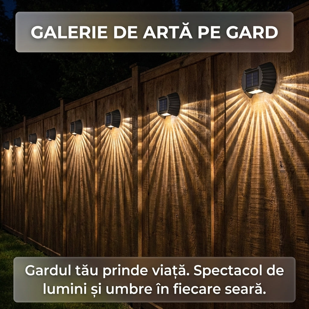Lampă Solară de Perete Tip Scoică, LED Decorativ pentru Gard și Curte, Impermeabilă IP65, Senzor Lumină
