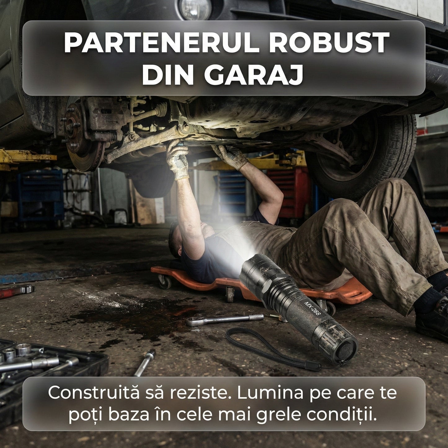Lanternă LED de Mână Multifuncțională 3-în-1 cu Laser Roșu, Reîncărcabilă, Rezistentă la Șocuri și Apă, Acumulator Inclus