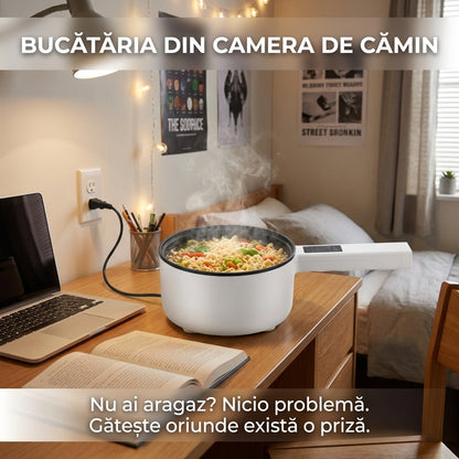 Tigaie Electrică Multifuncțională 3L cu Afișaj Digital, 26cm, 1350W, Antiaderentă