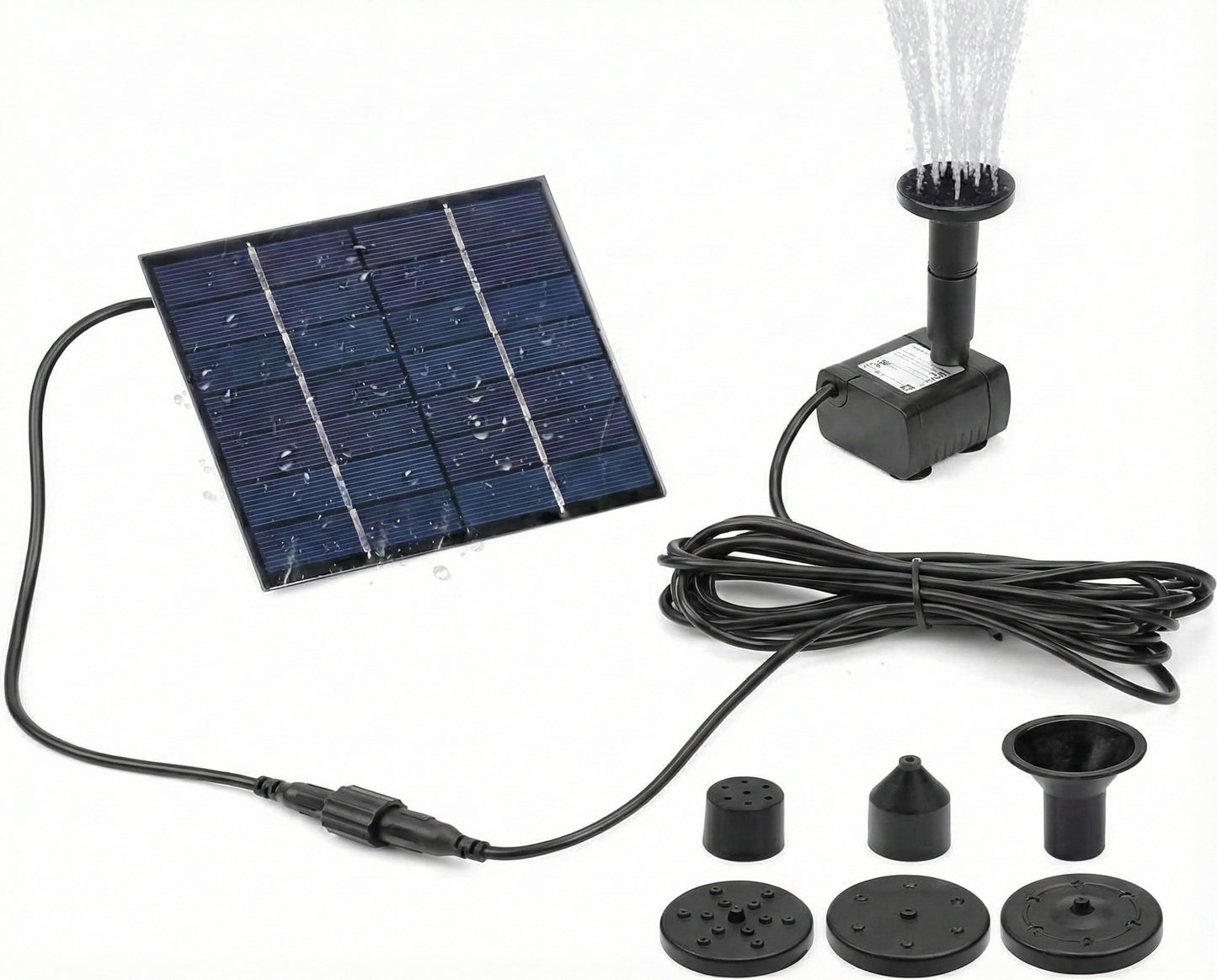 Kit Fântână Solară Premium pentru Grădină, Panou din Sticlă Temperată, Pompă 7V 1.2W, Înălțime Reglabilă