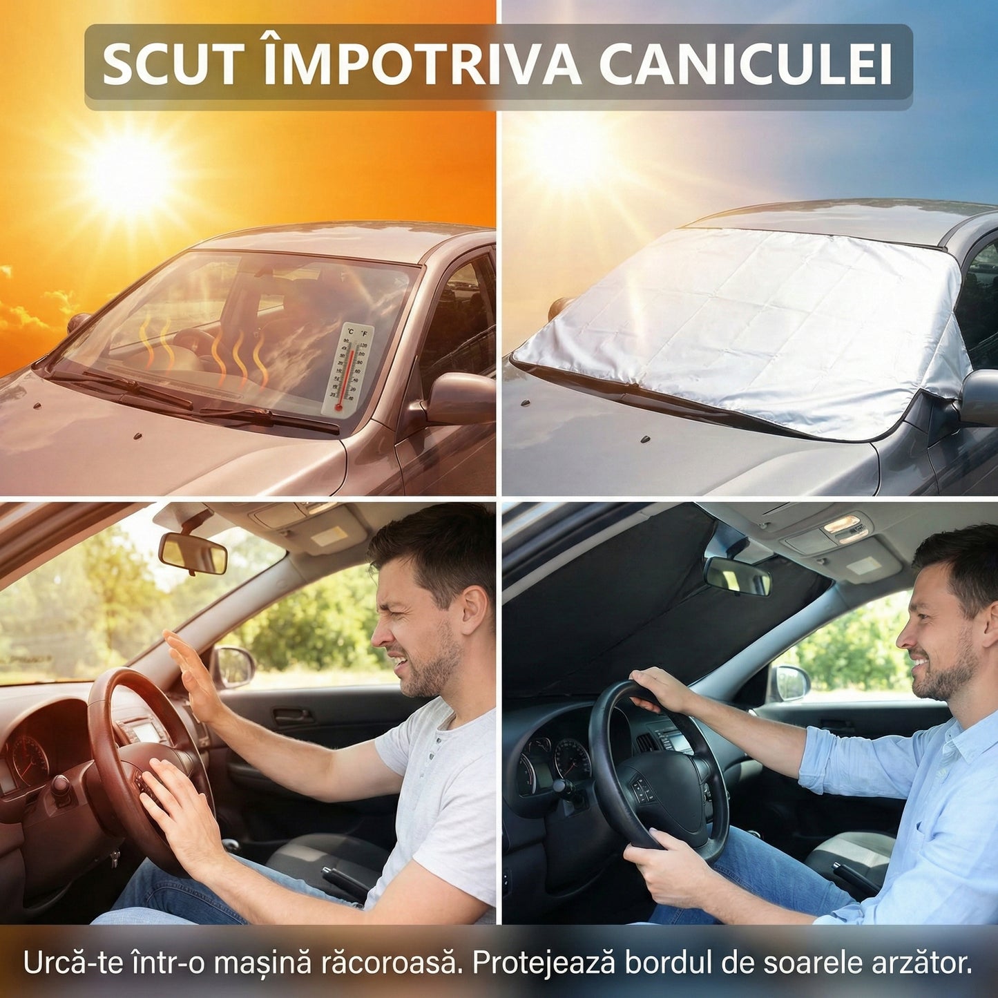 Husă Multifuncțională pentru Protecția Parbrizului, Anti-Îngheț și Anti-Soare, Universală, Impermeabilă