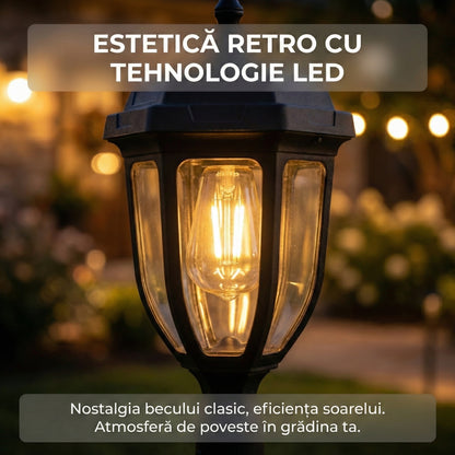 Lampă Solară Tip Felinar 18W, Senzor de Mișcare, 1200mAh, 1200 Lumeni, Suport Inclus, Negru