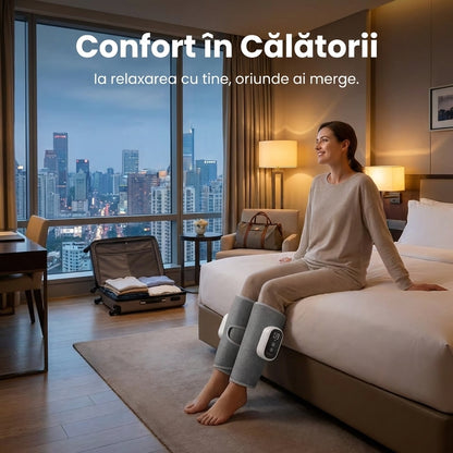 Aparat de Masaj Portabil pentru Gambe și Brațe - Compresie Aer 360°, Încălzire & 3 Moduri Relaxare