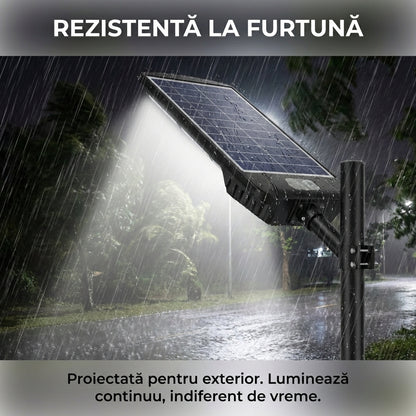 Lampă Stradală Solară LED 300W cu 10 Casete, Senzor de Mișcare și Lumină, Telecomandă, Impermeabilă