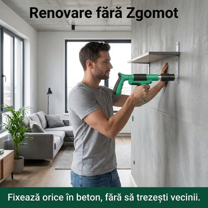 Pistol de Bătut Cuie în Beton "Mini Cannon" - Putere Ajustabilă 5 Trepte & Amortizor Zgomot (Fără Aer/Curent)