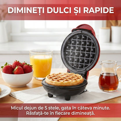 Mini Aparat Electric pentru Gofre (Waffe), 350W, Antiaderent, Încălzire Uniformă, Compact